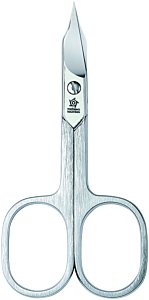 Pfeilring 9cm, Kombischere, strichmattiert, vernickelt, gebogen, in Blister