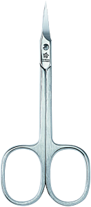 Pfeilring 9cm, Hautschere, Turmspitz, strichmattiert, vernickelt, gebogen, in Blister