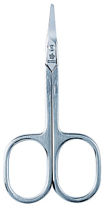Pfeilring 9cm, Babyschere gebogen, strichmattiert, vernickelt, gr.Augen,  im Blister