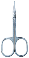 Pfeilring 9cm, Babyschere gebogen, strichmattiert, vernickelt, gr.Augen,  im Blister